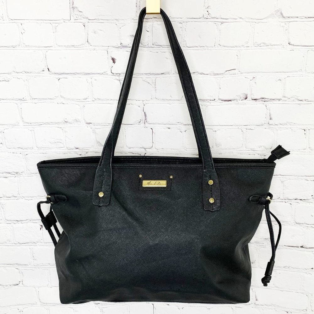 MARC FISHER FAUX LEATHER BLACK TOTE BAG PURSE